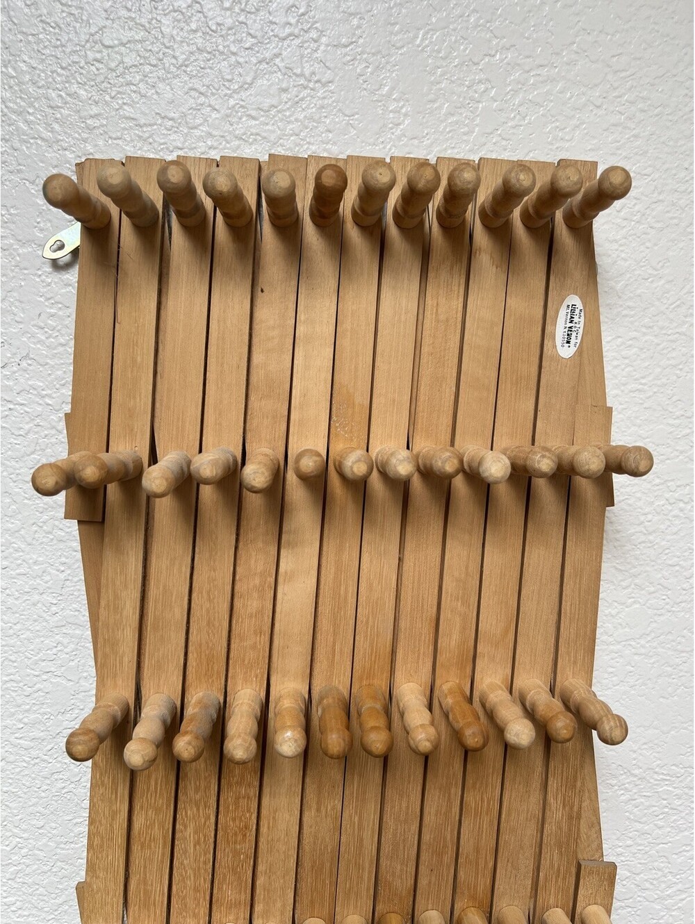 Vintage Lillian Vernon 87 Peg Accordian Wooden Wall Rack